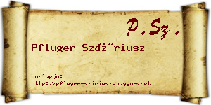 Pfluger Szíriusz névjegykártya